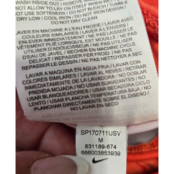 Nike Womens Running Shorts Medium Orange Geo Groove Printed Dri Fit Active Gym - Picture 7 of 7